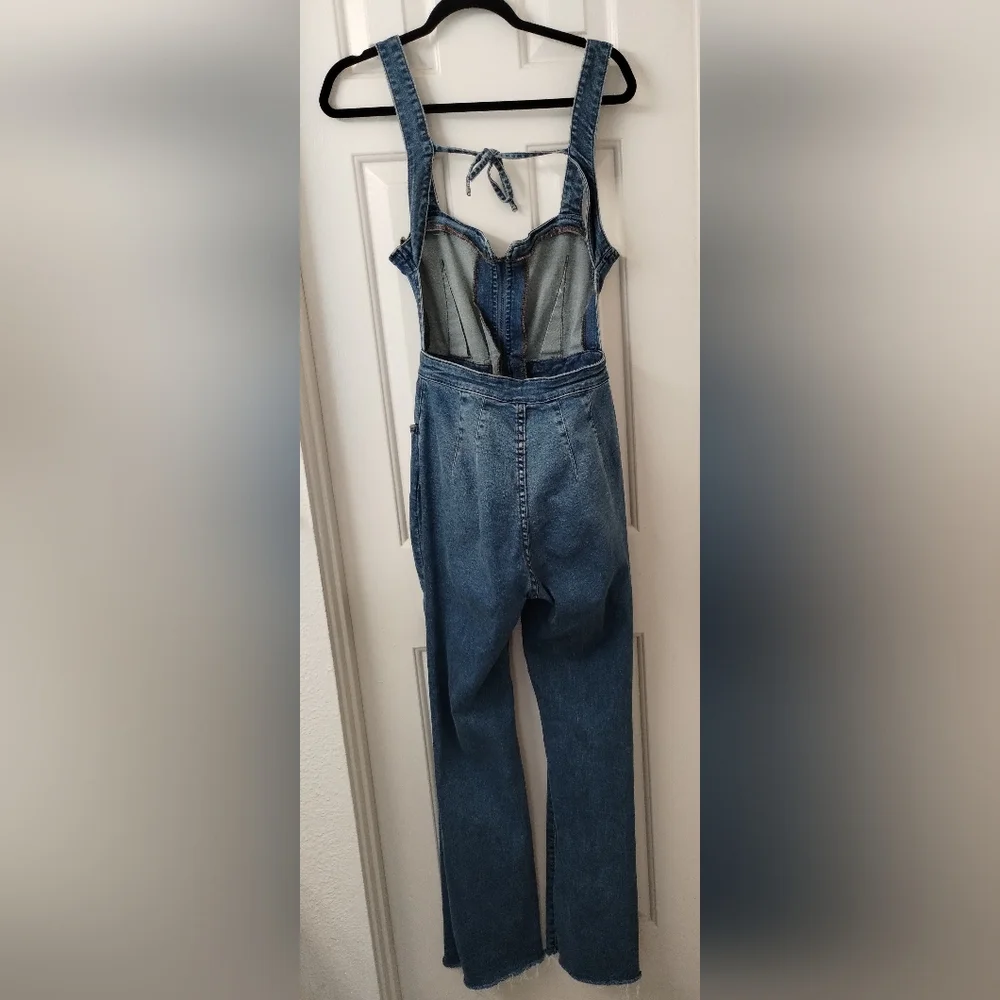 Free People We The Free Crvy 2nd Ave One Piece Jumpsuit Curulean Denim Size 4 - Picture 4 of 11